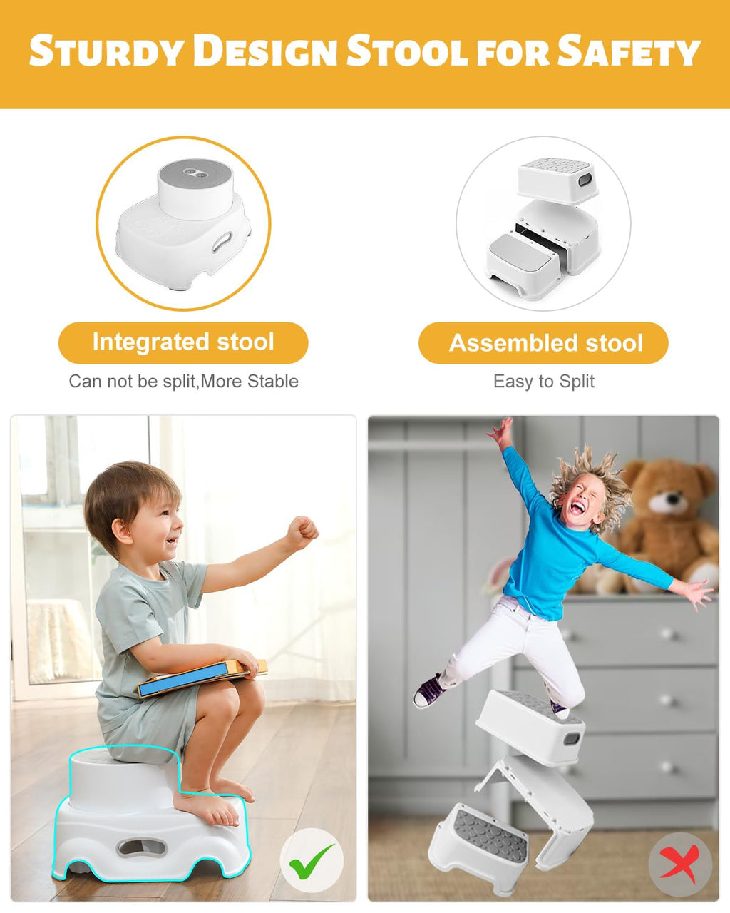 Padded 2-Step Folding Stool