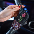 Rhinestone Rose Car Key Case