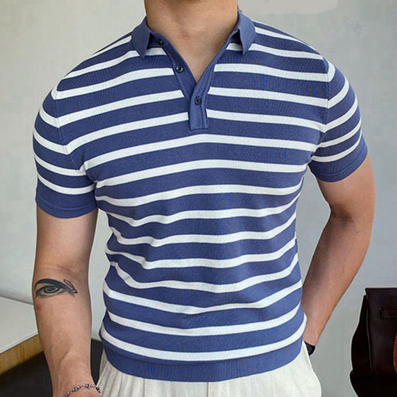 Men's Striped Business Polo