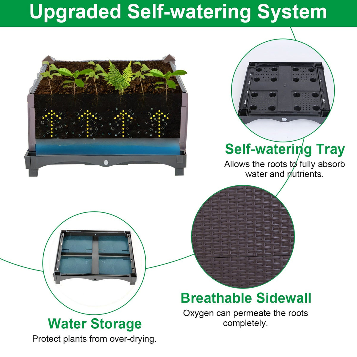 Self-Watering Raised Planter Box