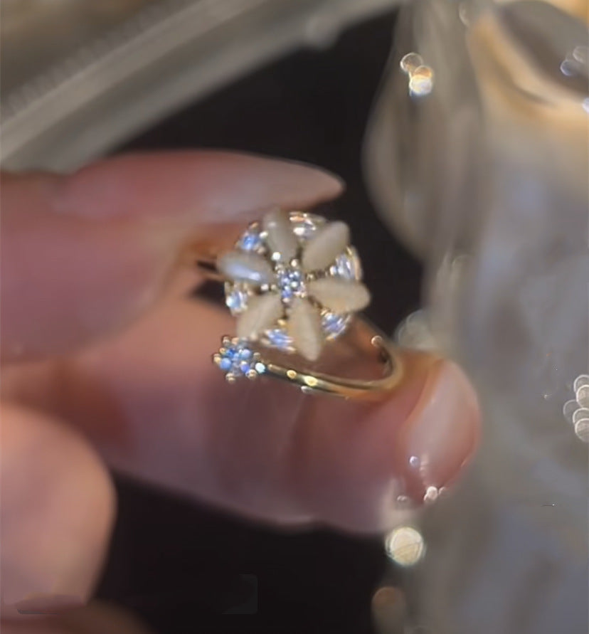 Opal Spinning Flower Ring