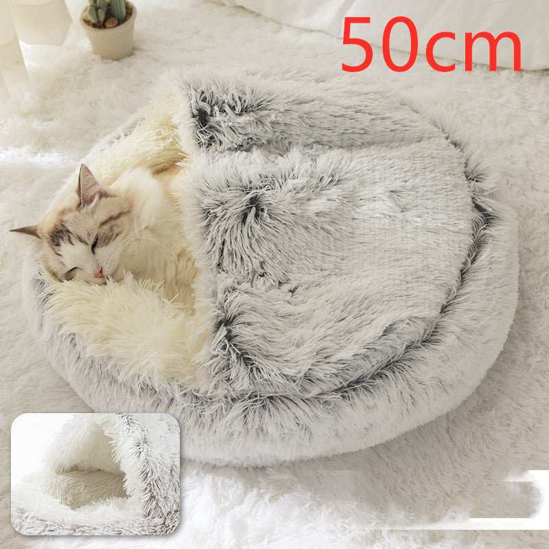 2-in-1 Plush Pet Bed & Cave