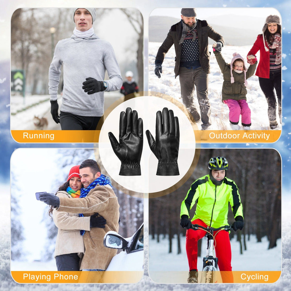 Faux Leather Winter Gloves