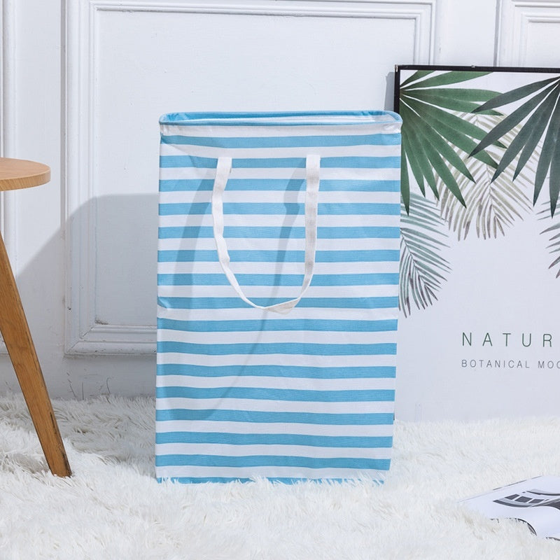 Foldable Striped Laundry Basket