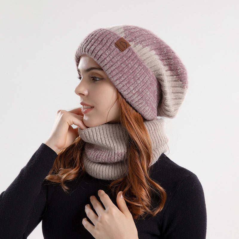 Knit Hat & Scarf Set with Earflaps