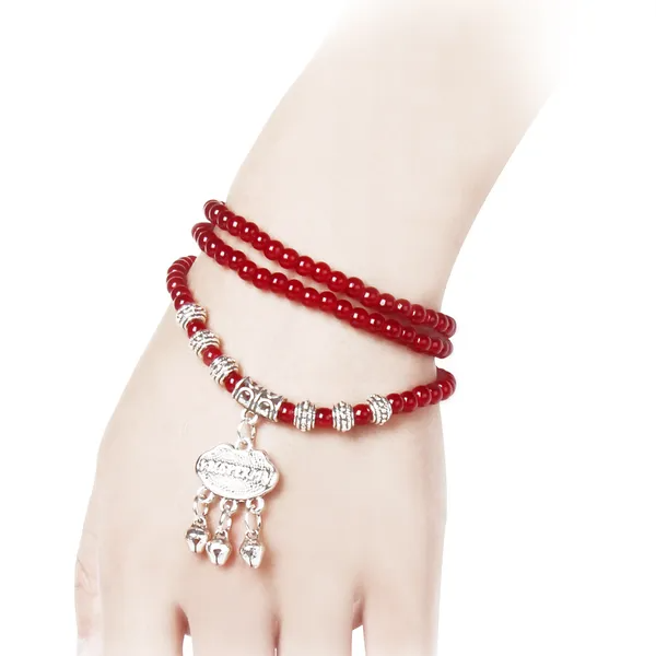 Red Agate Beaded Bracelet