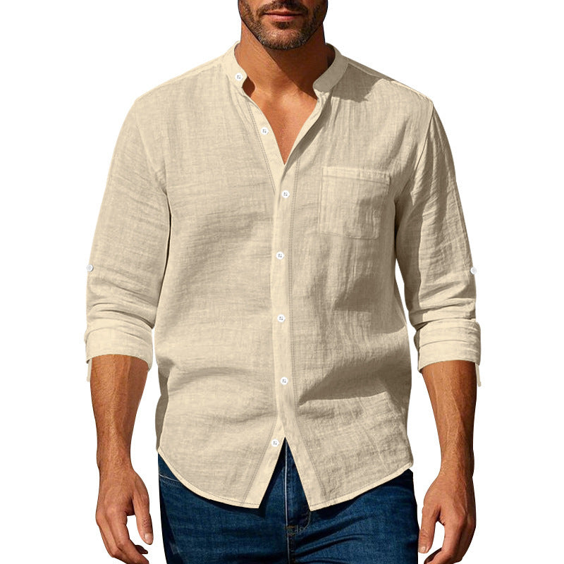 Men's Stand-Collar Shirt with Pockets