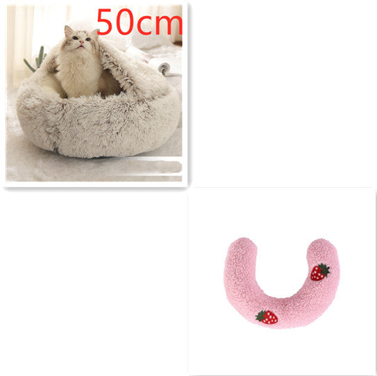 2-in-1 Plush Pet Bed & Cave