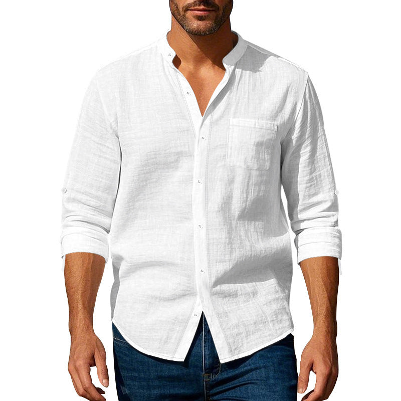 Men's Stand-Collar Shirt with Pockets