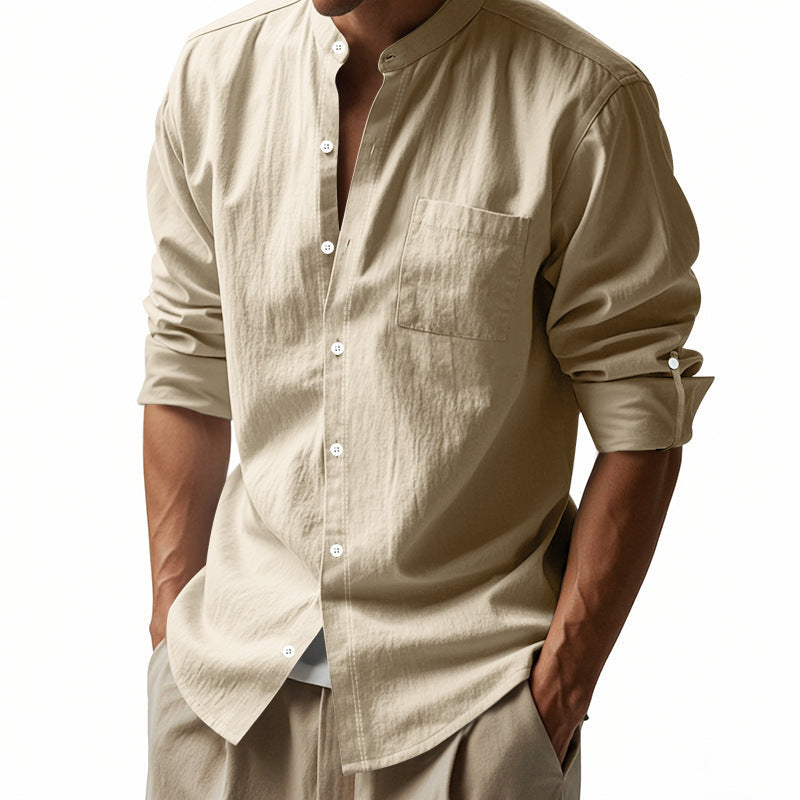 Men's Stand-Collar Shirt with Pockets