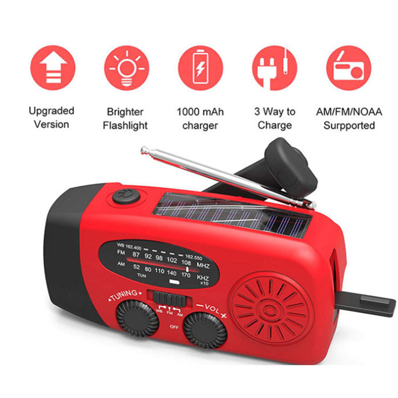 Solar Hand-Crank Emergency Radio & Flashlight