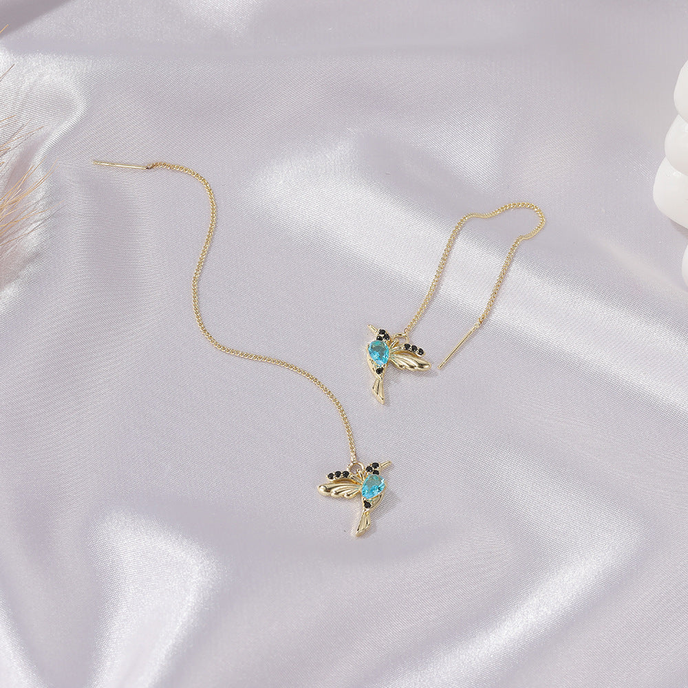 Hummingbird Crystal Drop Earrings