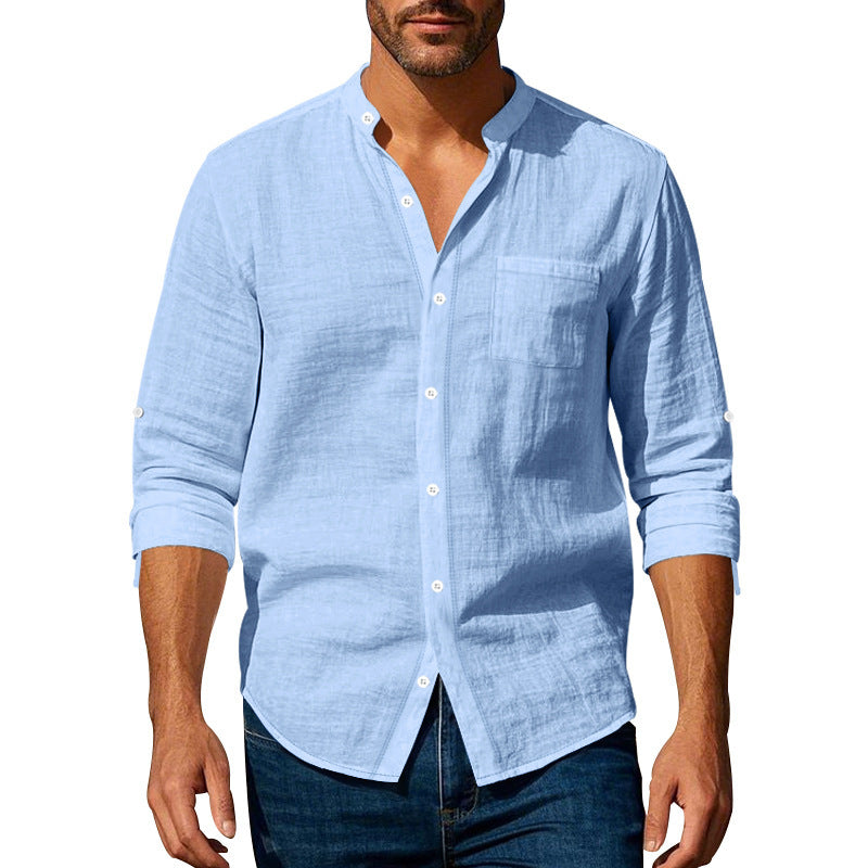 Men's Stand-Collar Shirt with Pockets