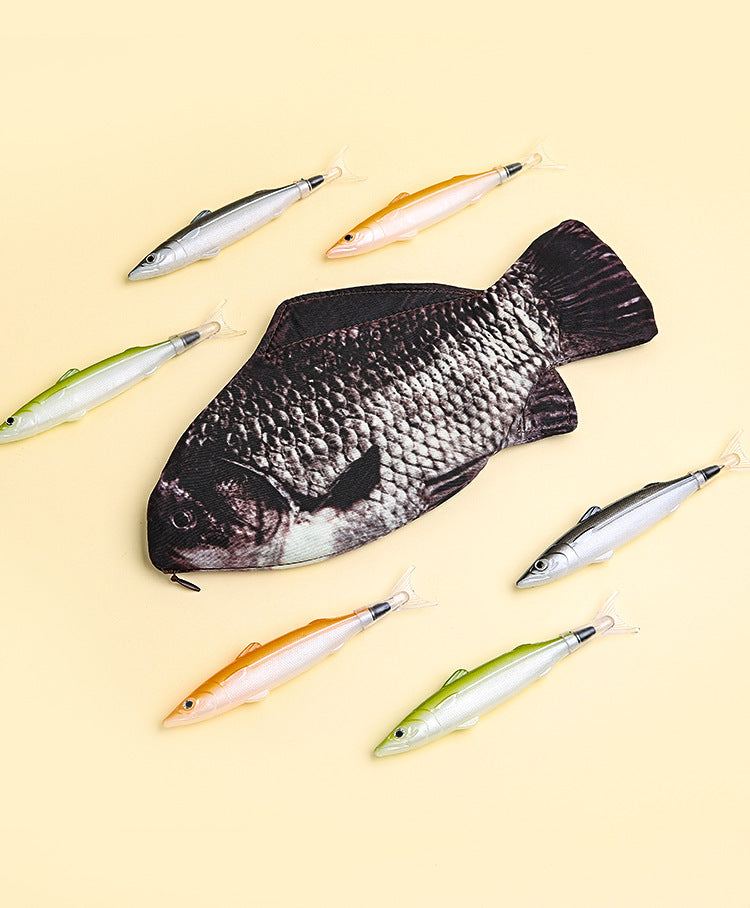 Fish-Shaped Canvas Pencil Case