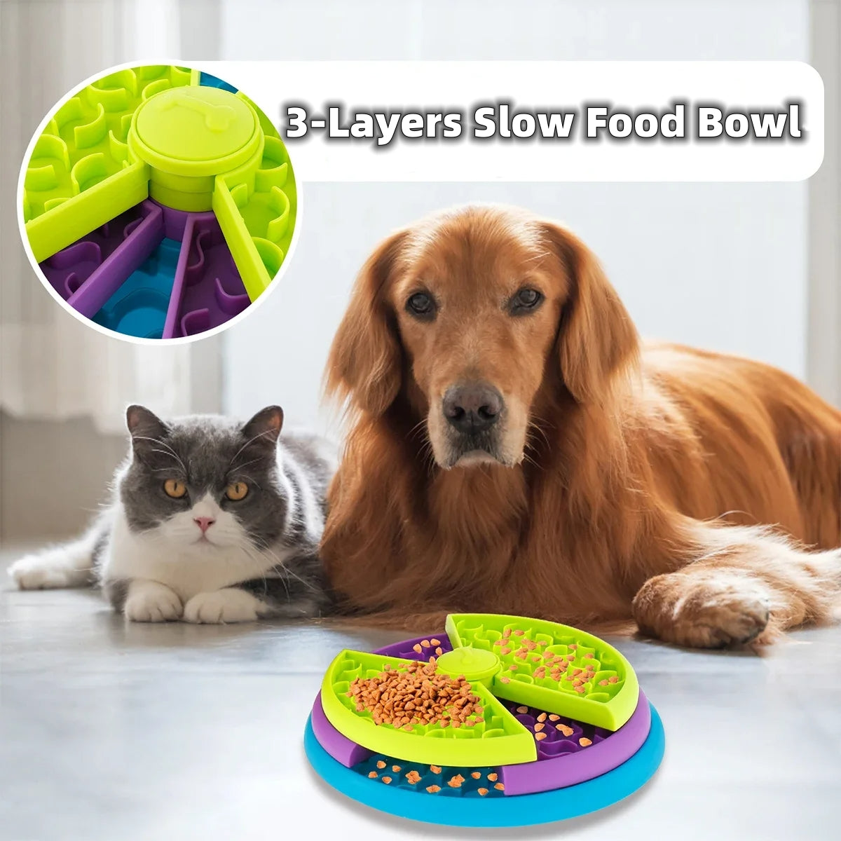 Rotating 3-Layer Puzzle Feeder