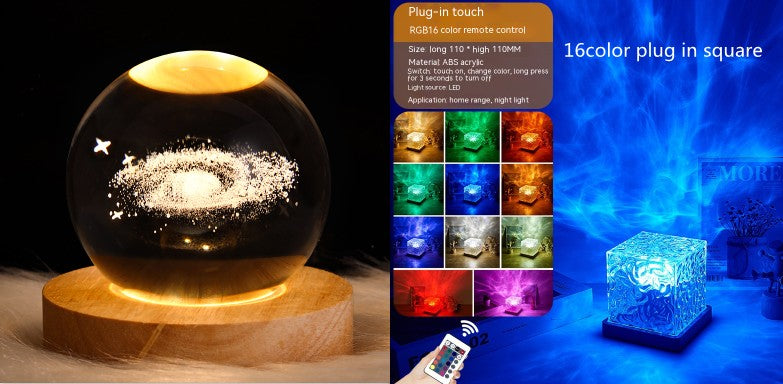 Rotating Water Ripple Night Light