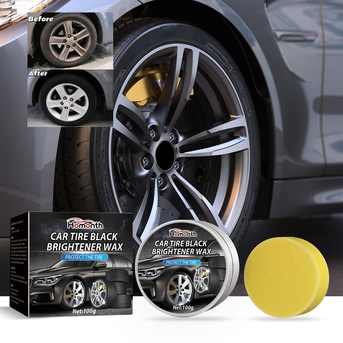 Tire Shine Wax with Sponge