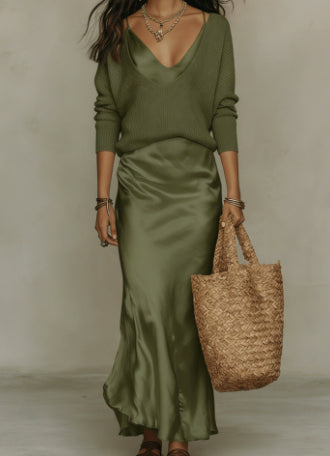 Satin Maxi Dress & Shrug Set