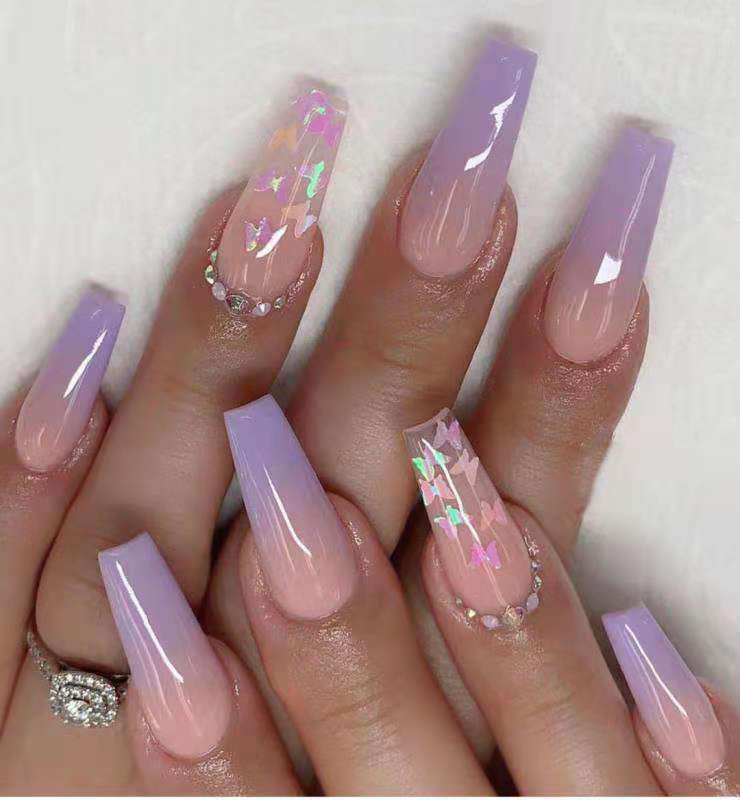 Butterfly Sequin Press-On Nails