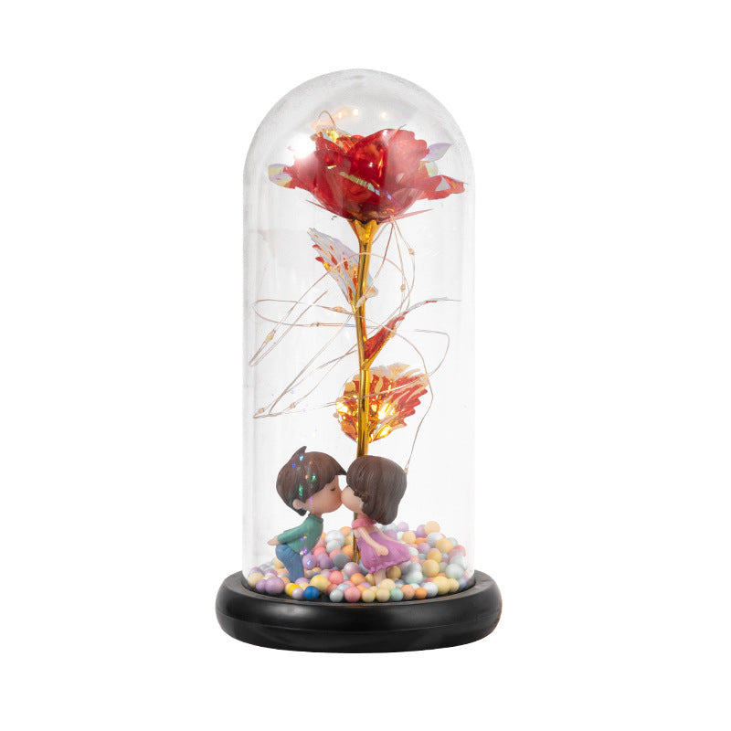 Galaxy Foil Rose in Glass Dome