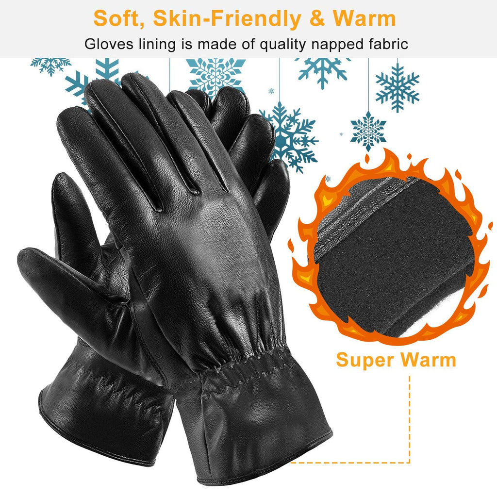 Faux Leather Winter Gloves