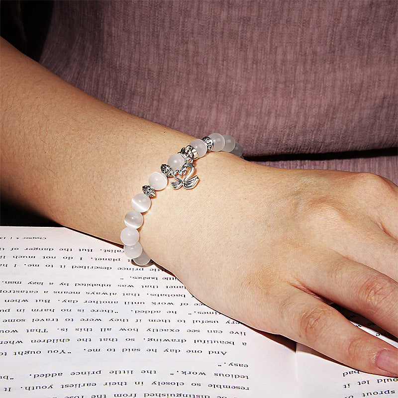 Opalite Bead Charm Bracelet