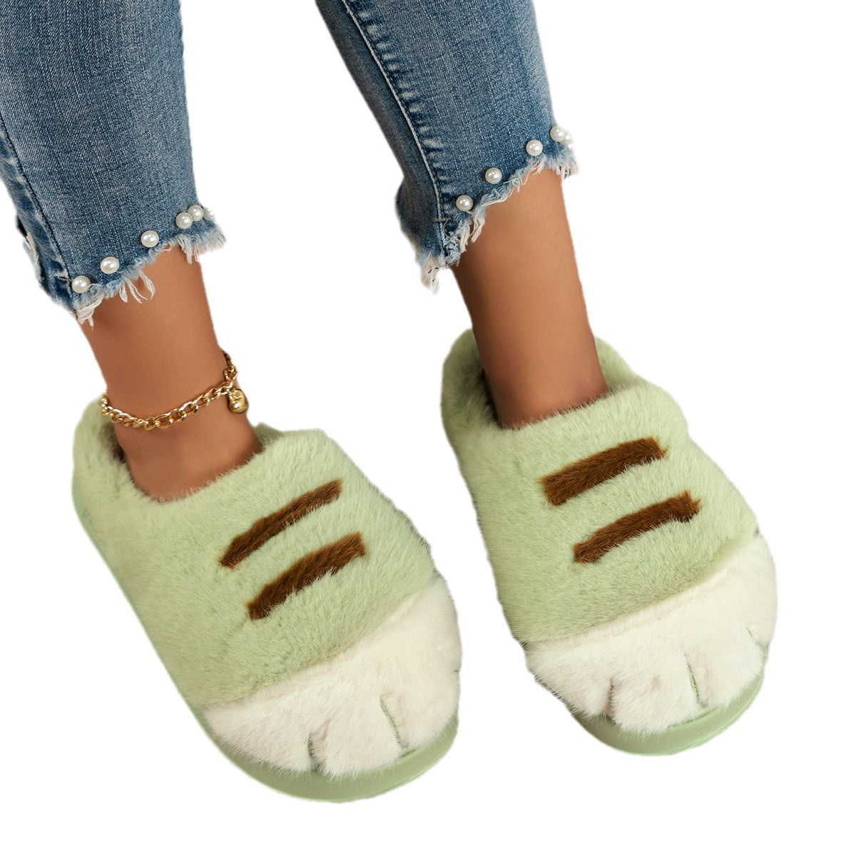 Fluffy Cat Paw Slippers