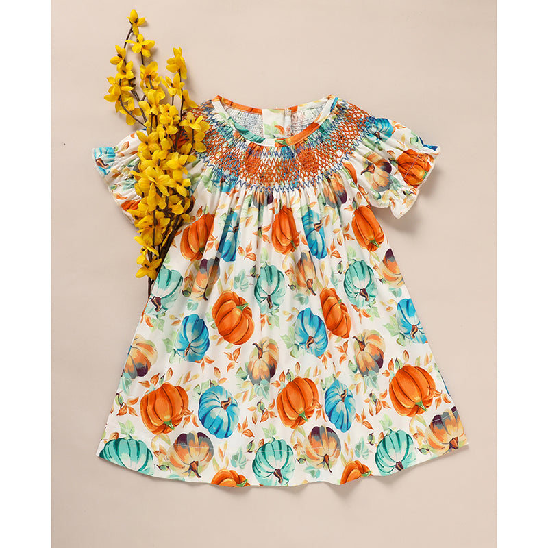 Toddler Pumpkin Smocked Dress