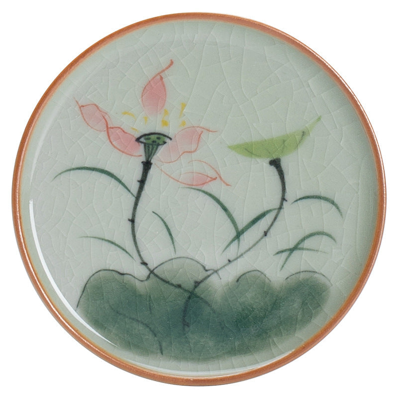 Hand-Painted Lotus Ceramic Coaster