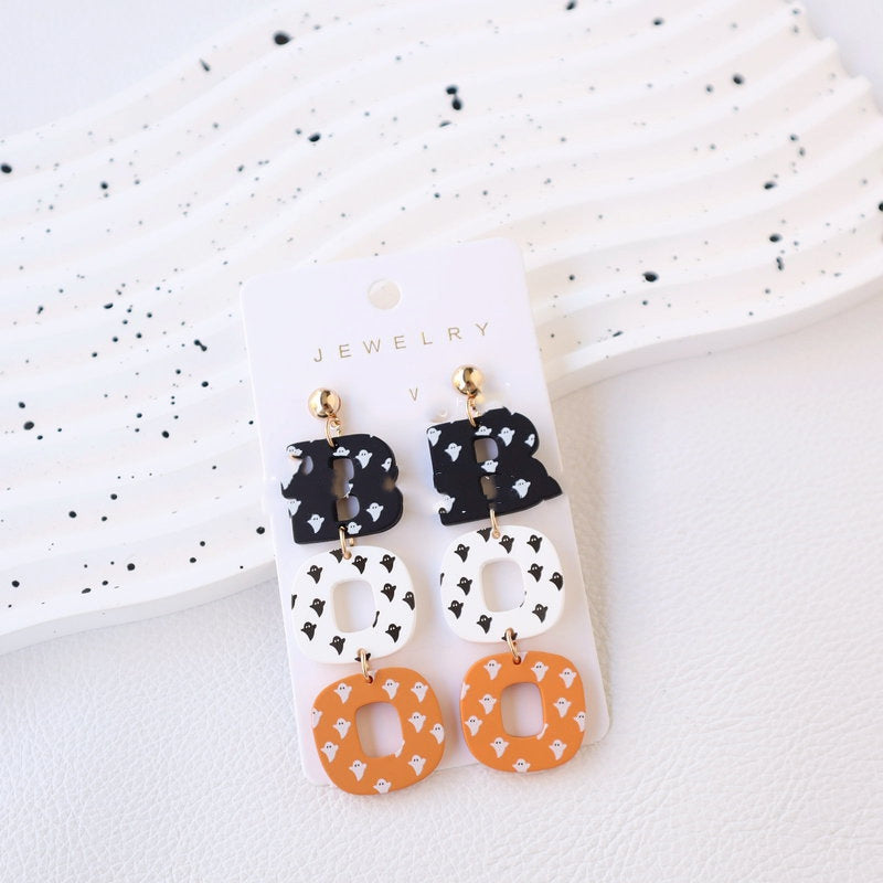 "Boo" Halloween Clay Earrings
