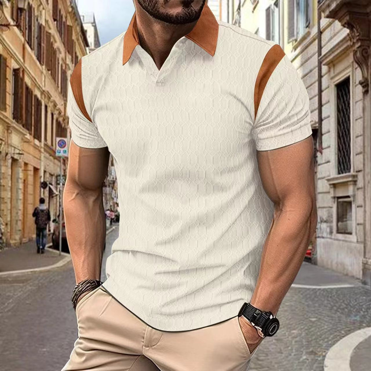 Men's Waffle-Knit Polo Shirt