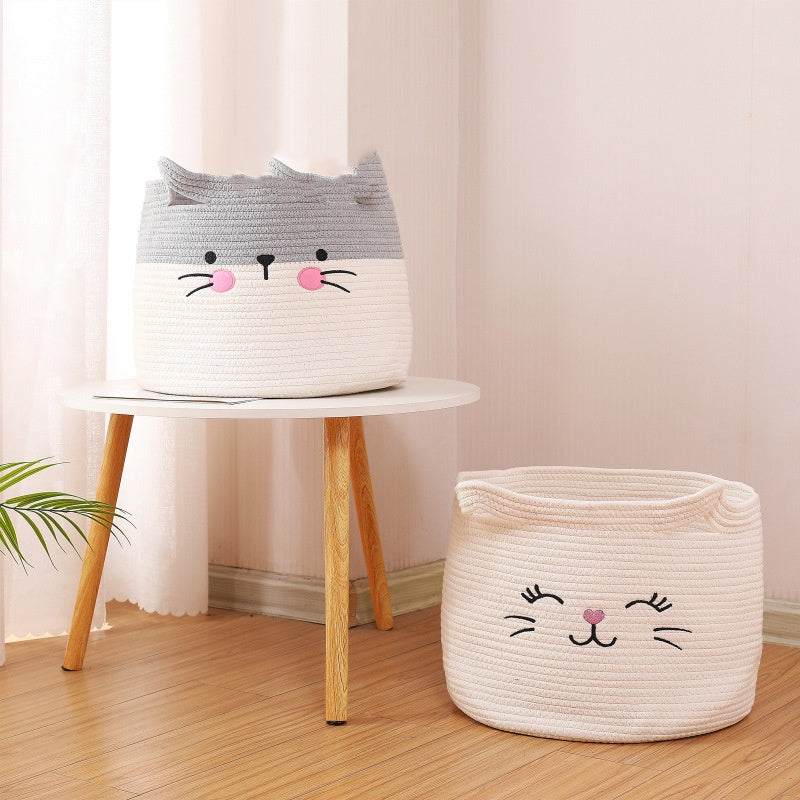 Hand-Woven Cotton Rope Basket