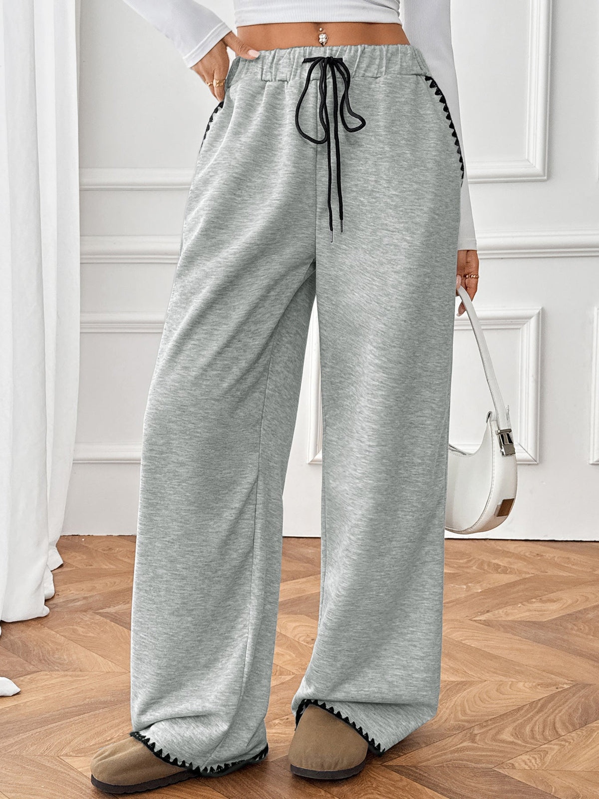 Women's Elastic-Waist Straight Pants