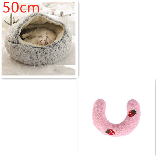 2-in-1 Plush Pet Bed & Cave