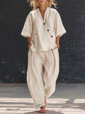 Cotton-Linen Top & Pants Set