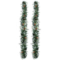 Pre-Lit Snowy Christmas Garland (2-Pack)