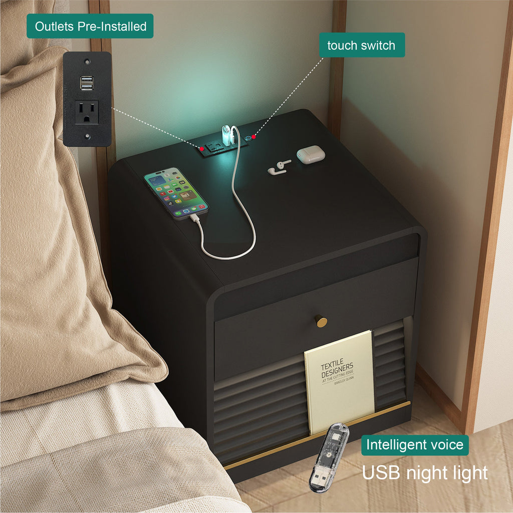 LED Nightstand with Charging Station