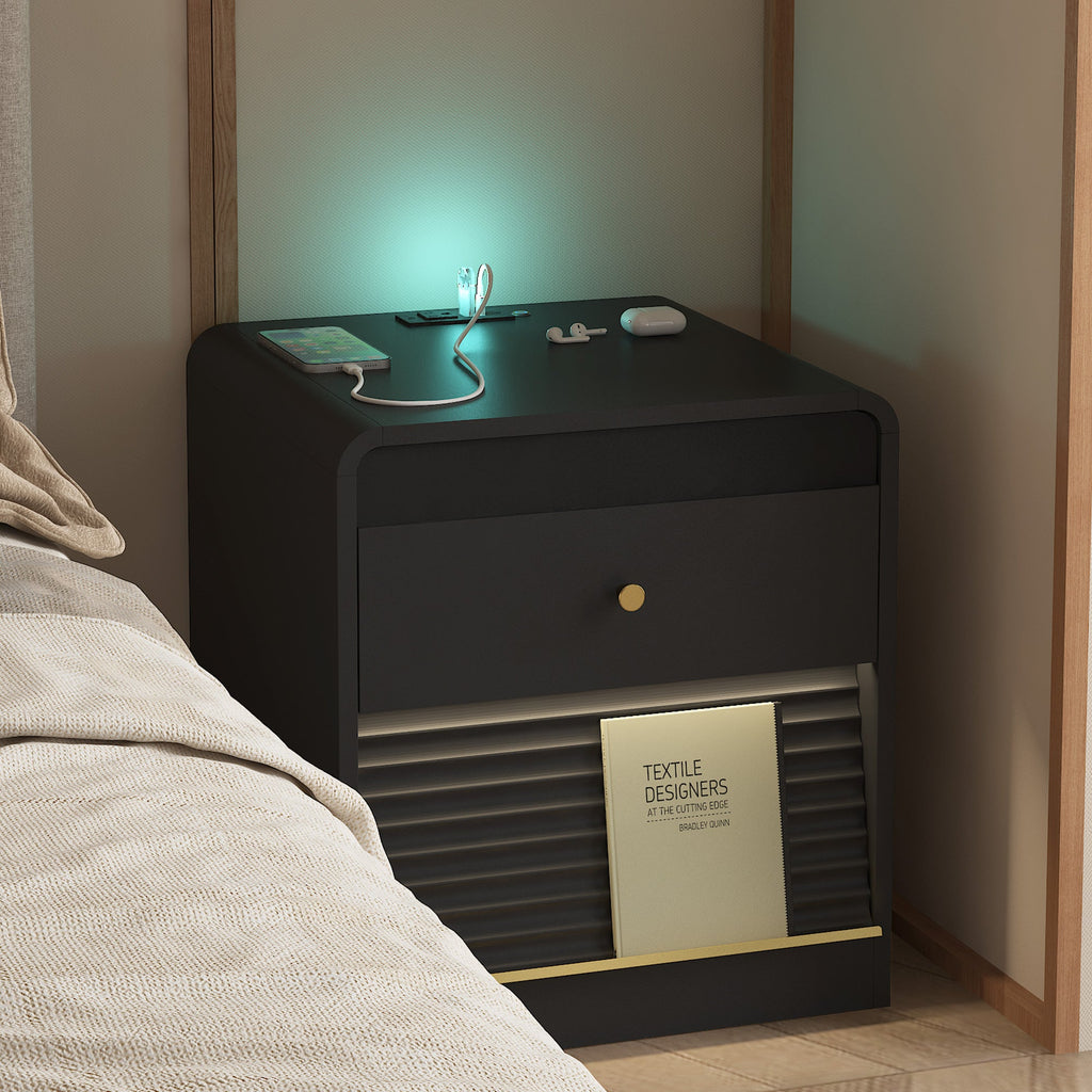 LED Nightstand with Charging Station