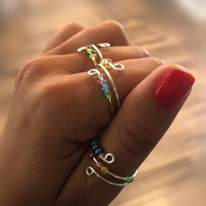 Colorful Bead Spinner Ring