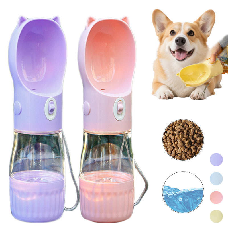 2-in-1 Travel Pet Water Bottle & Food Container
