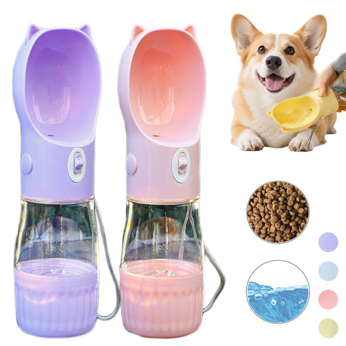 2-in-1 Travel Pet Water Bottle & Food Container