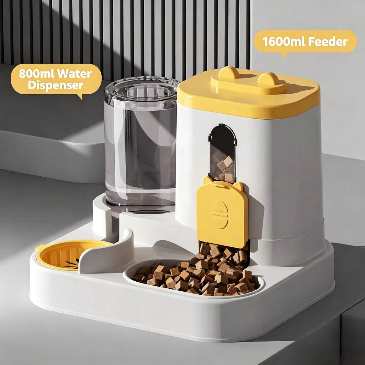 Cat-Shaped Gravity Food & Water Station