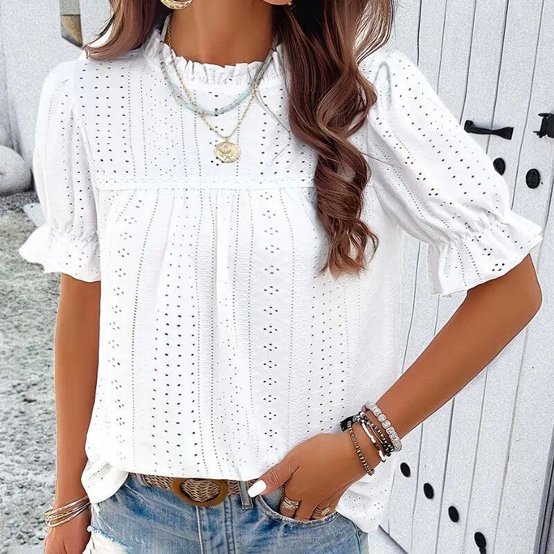 Ruffle-Sleeve Blouse