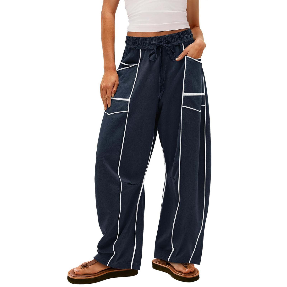 Striped Wide-Leg Sweatpants