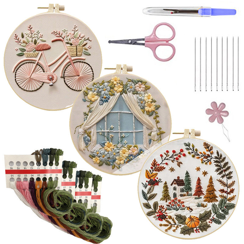 Winter House Embroidery Kit