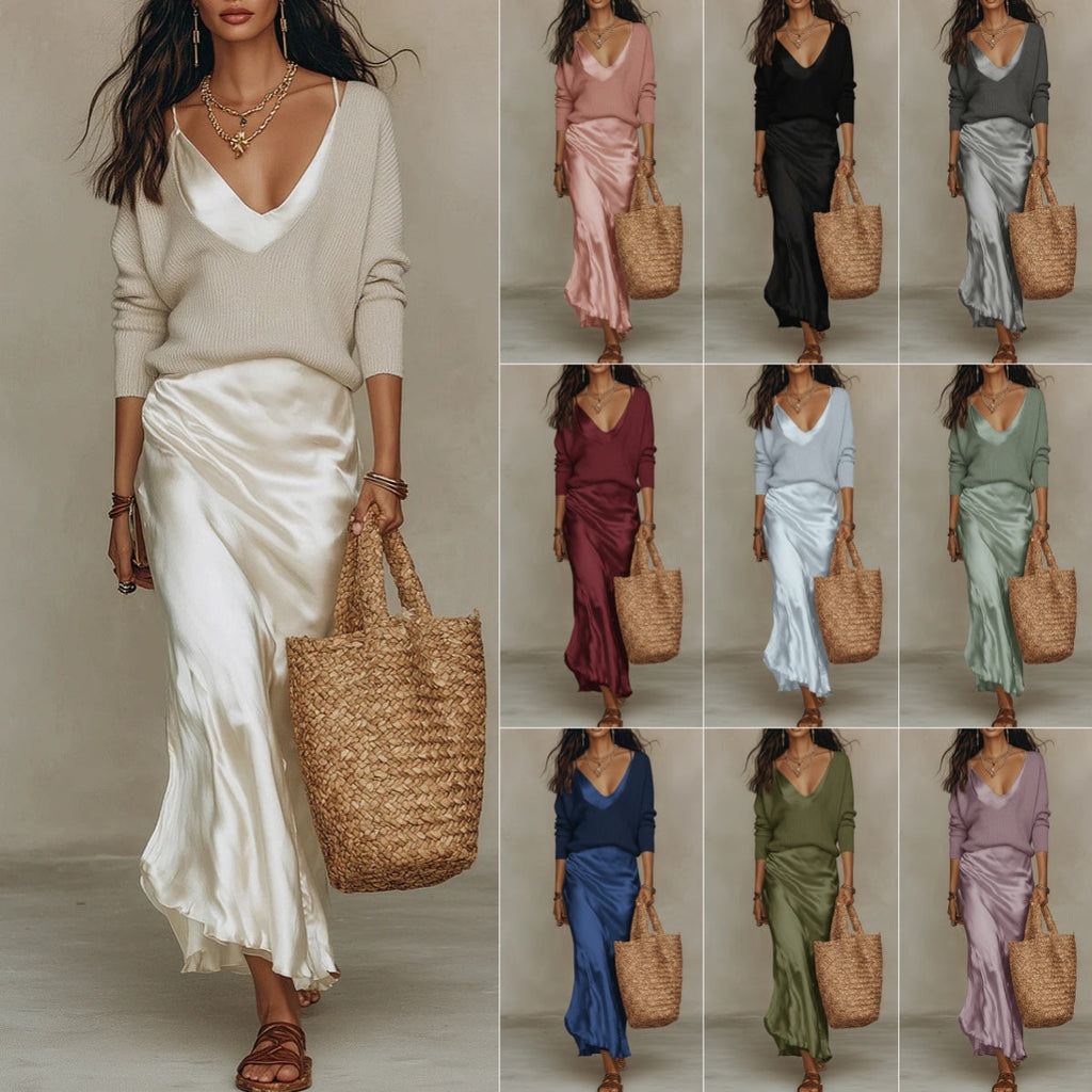 Satin Maxi Dress & Shrug Set