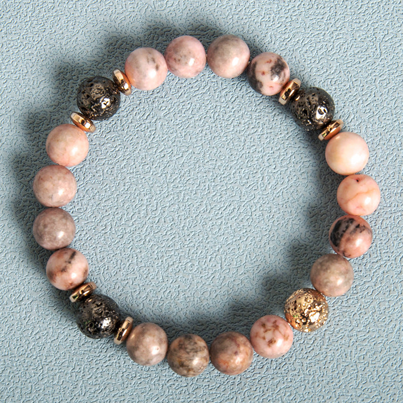 Pink Zebra Stone Beaded Bracelet