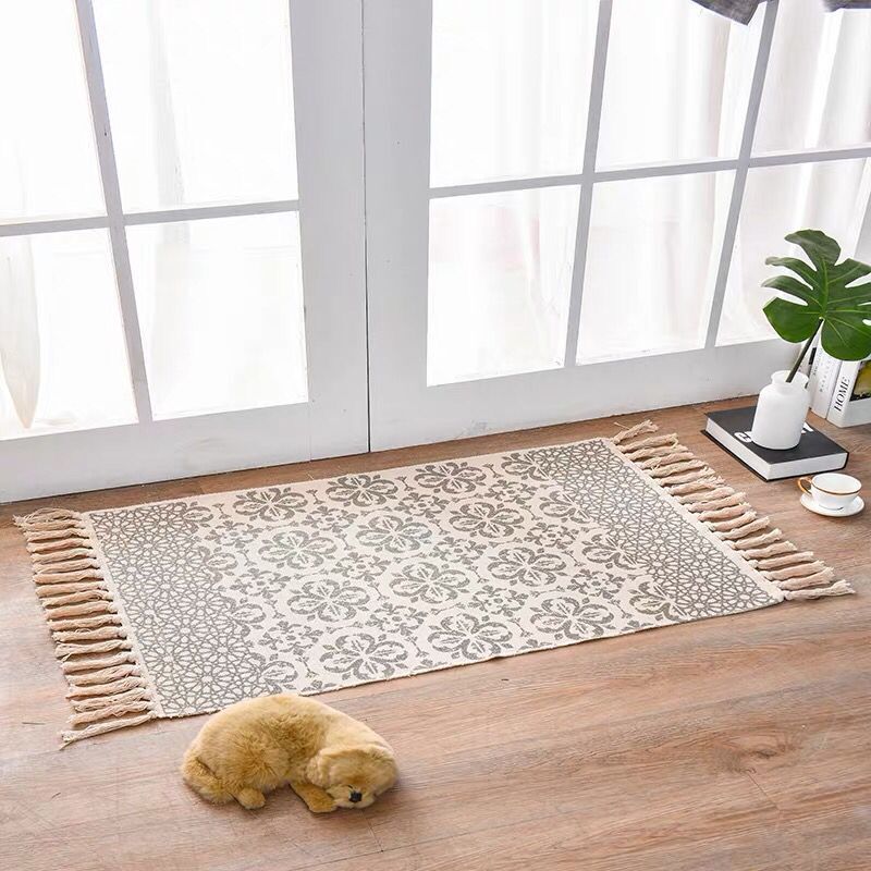 Woven Cotton & Linen Accent Rug