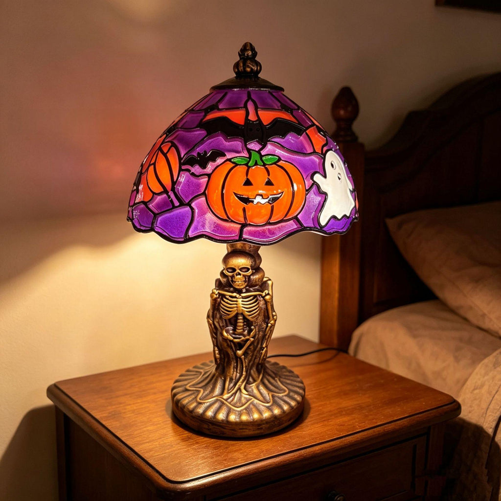 Gothic Resin Pumpkin Lamp