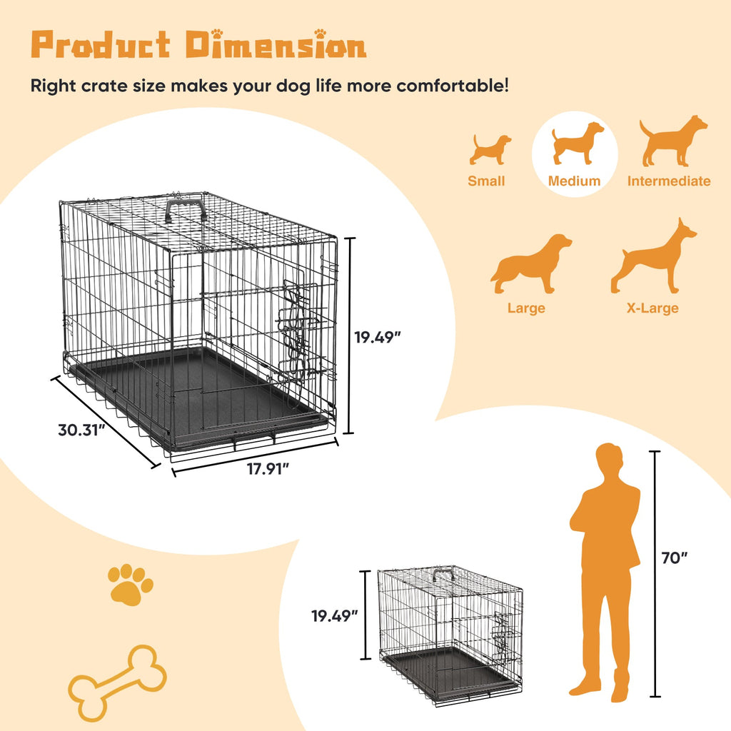 Folding Metal Dog Crate (24–30 in)